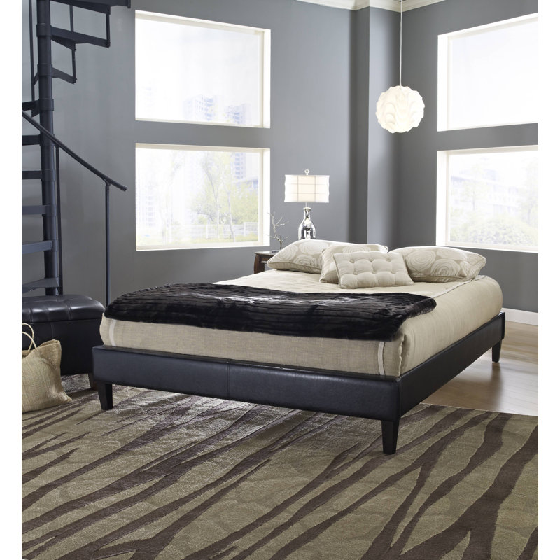 Upholstered Platform Bed, Dark Brown, Full / Double