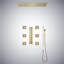 Phone Controlled Brushed Gold Thermostatic Shower System with LED and Jets