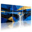 Paysage abstrait abstrait avec cascade et formes géométriques, ensemble de 3 impressions sur toile-125839769