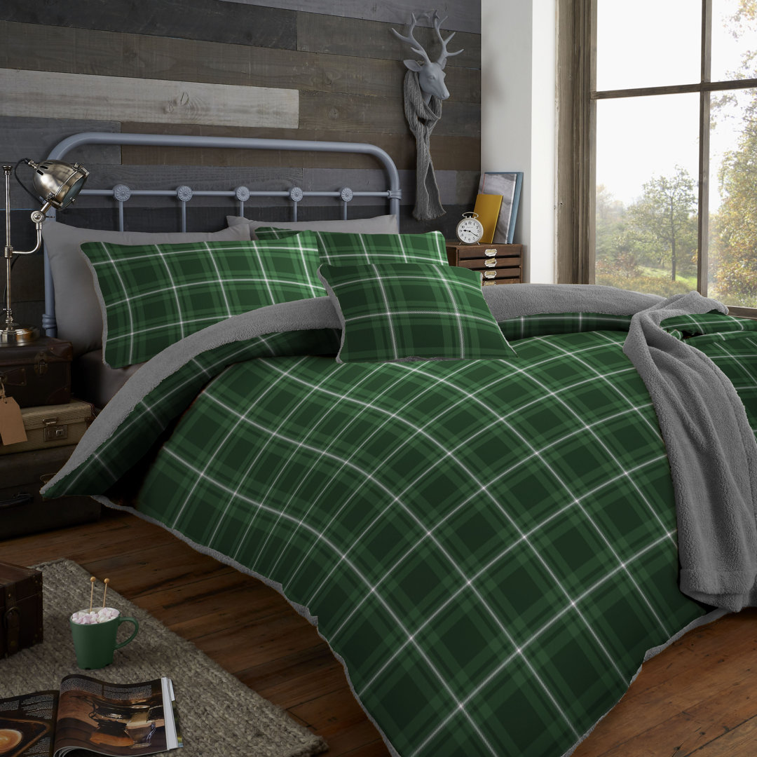 Green/Grey Polyester 3 Piece Duvet Cover Set