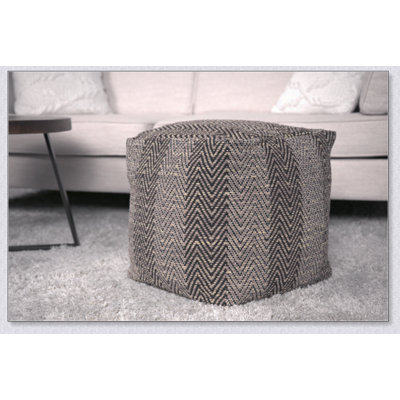 Barracuda Handcrafted Cotton Pouf, Chevron Pattern, Perfect For Stylish And Comfortable Seating Or Footrest In Any Room.