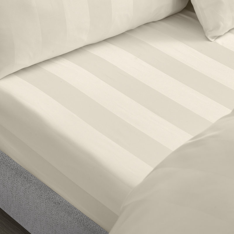 So Soft Satin Stripe Fitted Sheet, Double, Black