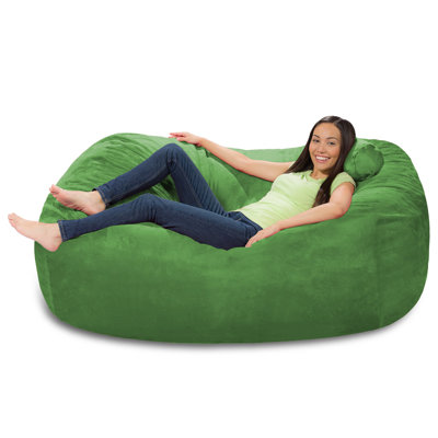 Fauteuil à billes - Grand fauteuil à billes en mousse viscoélastique déchiquetée de 6 pieds - Housse en microfibre amovible et lavable à la machine - Canapé confortable pour 2 personnes de marque bretonne pour la lecture, la détente et les jeux, e