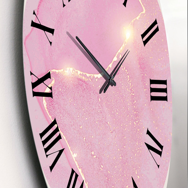 Pink & Marble Liquid Art III - Pink Modern Wall Clock, Large