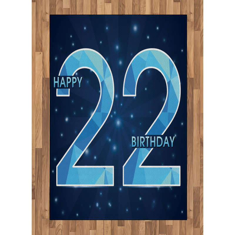 22Nd Birthday Flatweave Navy Area Rug, Rectangle 4' x 5'8"