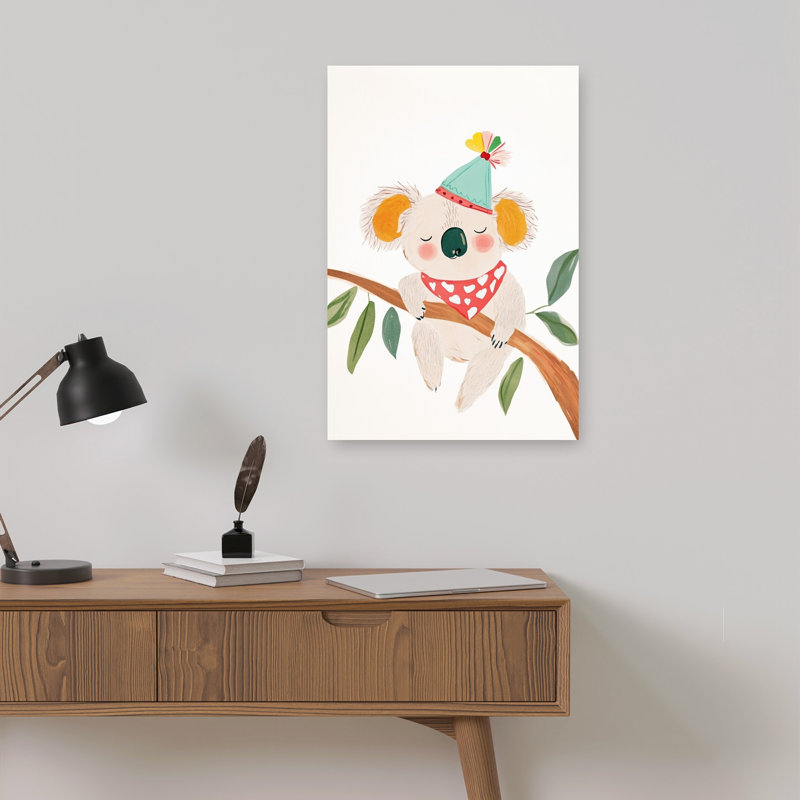 Dreaming Party Koala Peaceful Abstract Contemporary Koala Tree Landscape Wall Art Print 1 Piece Wrapped Canvas Wall Art