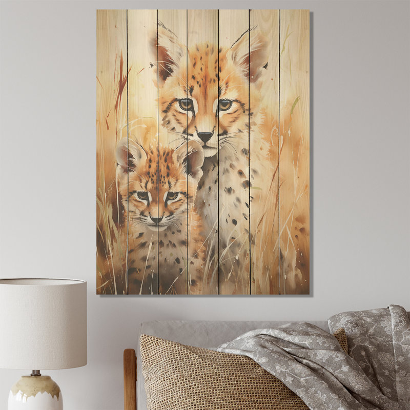 Portrait de guépard dans un pré tranquille - léopard / guépard sur bois, H 44 po x l 34 po