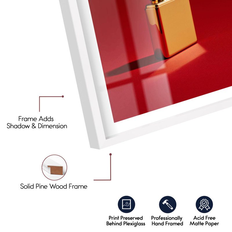 Décoration murale Ruby Flame II Shadowbox Print Glam par Notoriart, cadre blanc, 11 x 16, H 16 po x l 11 po, Cadre blanc