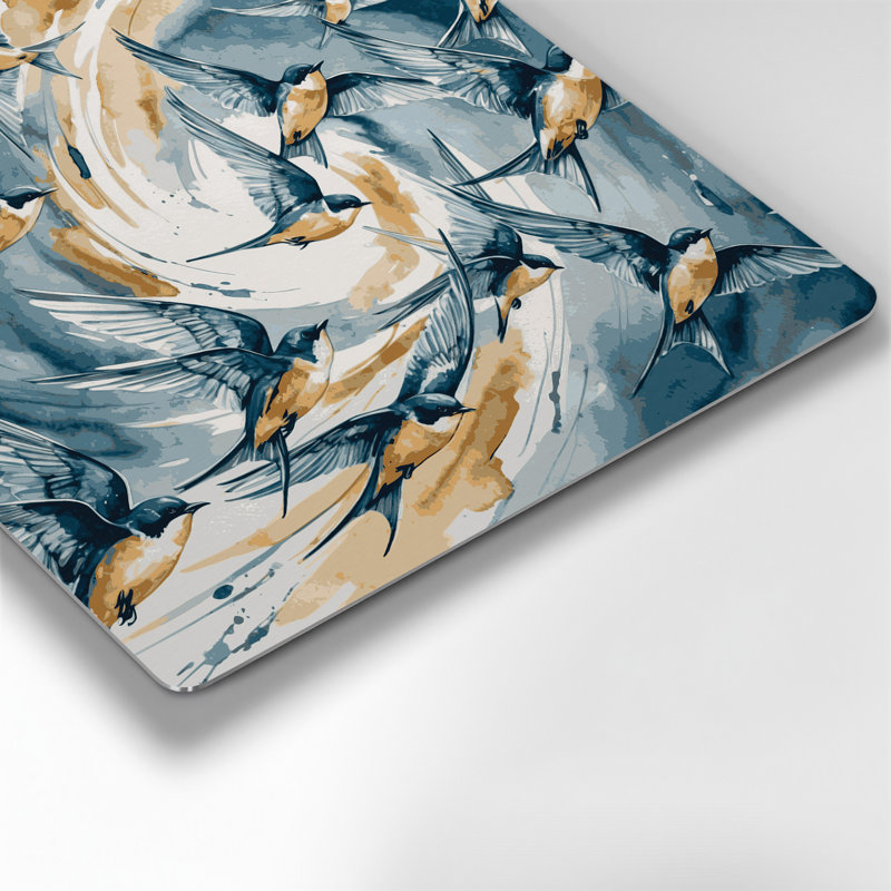 Art mural en métal oiseaux, hirondelle, beige, H 32 po x l 32 po
