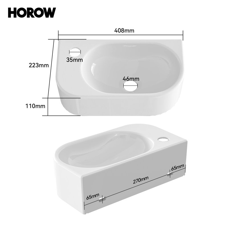 Belfry Bathroom Manders 40mm L x 22mm W White Ceramic Rectangular Sink