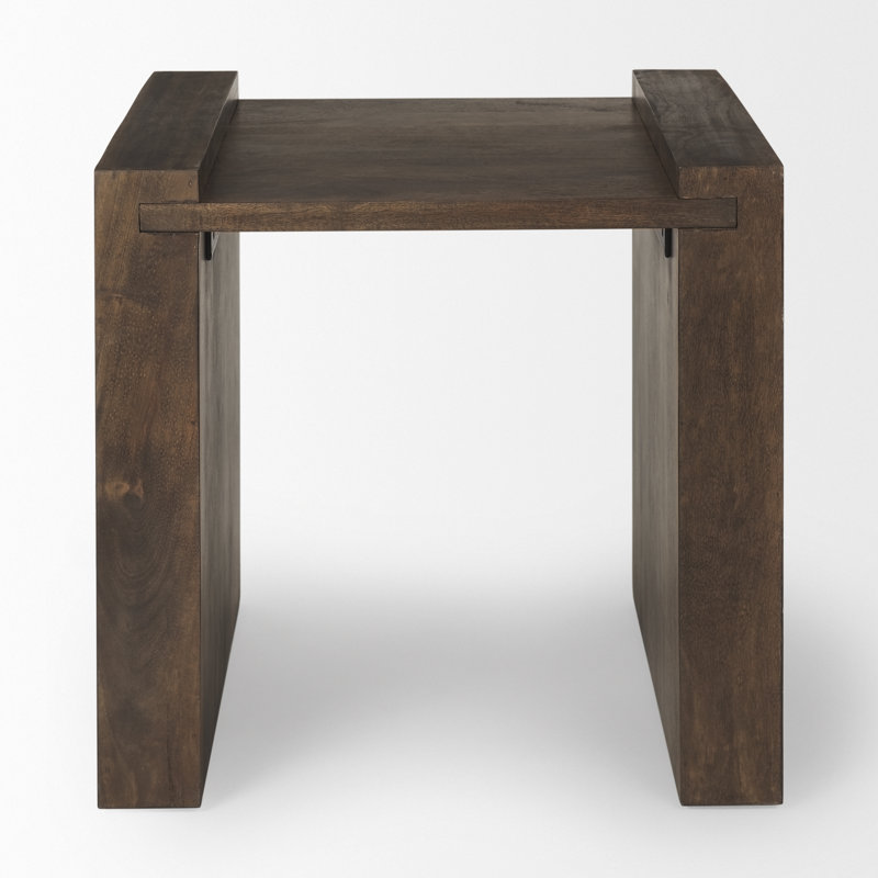 Dark Brown Mango Wood Rectangular End Table