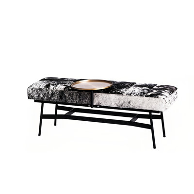 Cowhide Upholstered Bench
