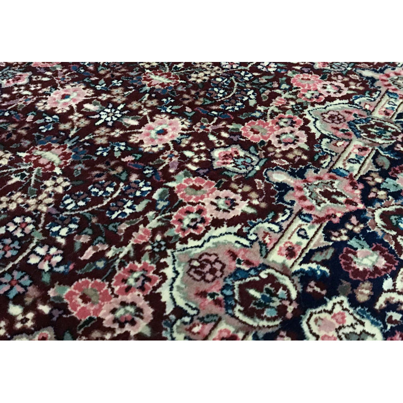 Chemin de table bleu marine et rouge noué à la main de haute qualité