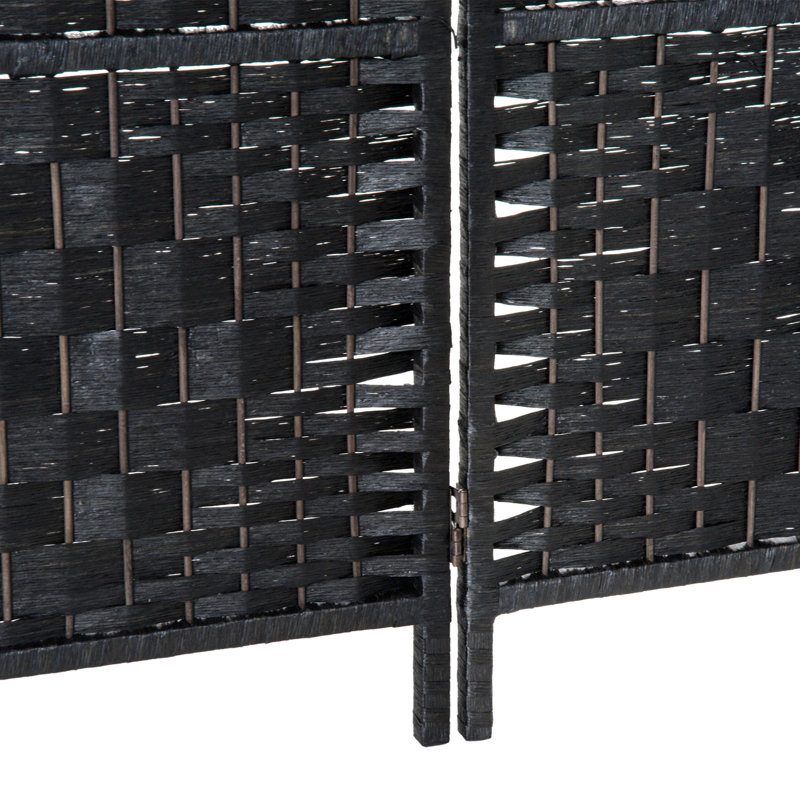Cloison d'intimité de 6 pi de hauteur tissée noire. Créez facilement. 6 panneaux tendance. Charnières pratiques pour une installation rapide. Écran portable et mobile - noir. Idéal pour les petits espaces. Positionnement flexible.
