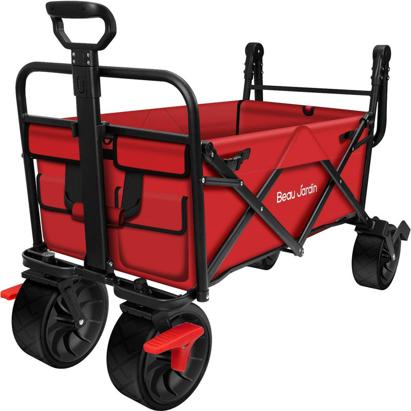 Chariot de plage pliable et pliable avec véhicule Fordable, Rouge