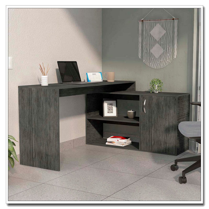 Bureau en L Smokey Oak, Gris