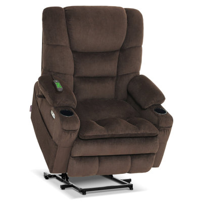 27.2" Extra Wide Dual Motor Power Recliner Lift Chair with Massage and Dual Heating, Infinite Position, Fabric