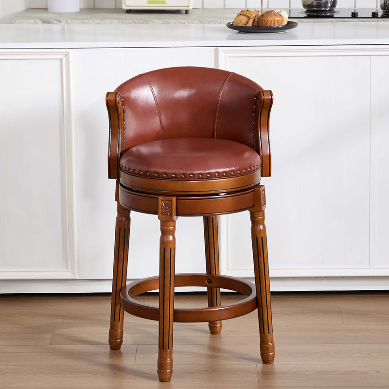 Tabouret de bar pivotant en cuir de qualité supérieure avec support pour le dos profilé