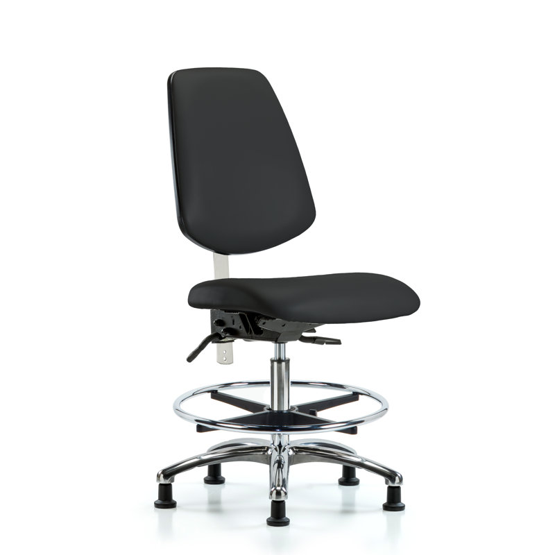 Miah Vinyl Drafting Chair, Black, Glides, Included