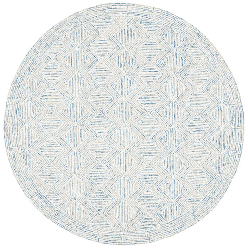 Cave Spring Hand Tufted Wool And Cotton With Latex Geometric Rug, Round 5'