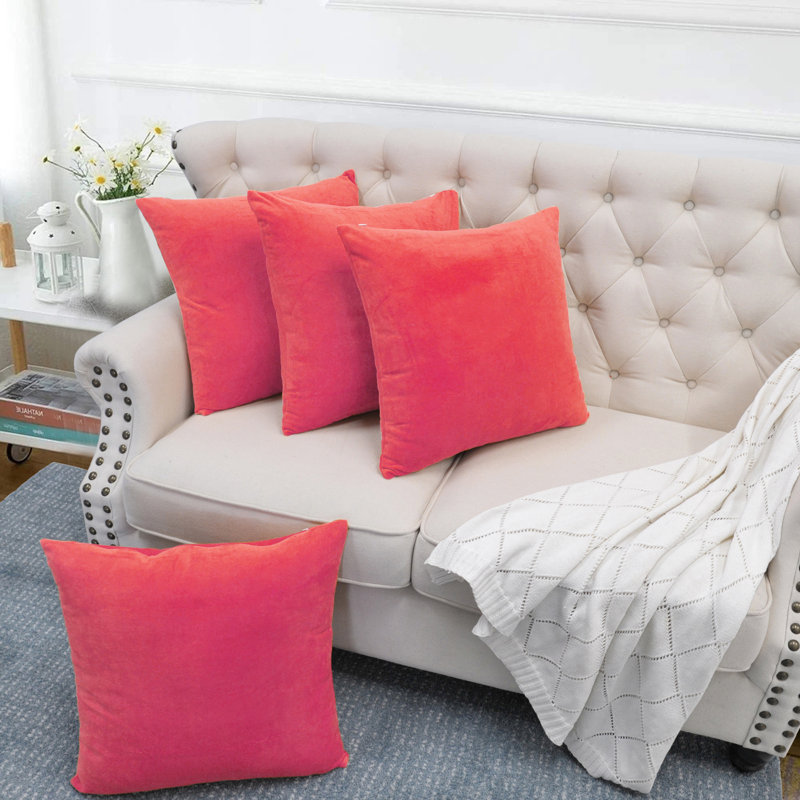 Peach Echo 20-Inch Polyester Microsuede Throw Pillow Covers Set