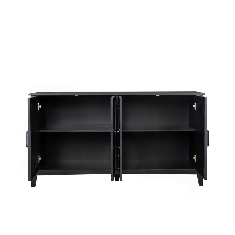 Meuble télé autoportant avec rangement, Noir, noir, noir, noir