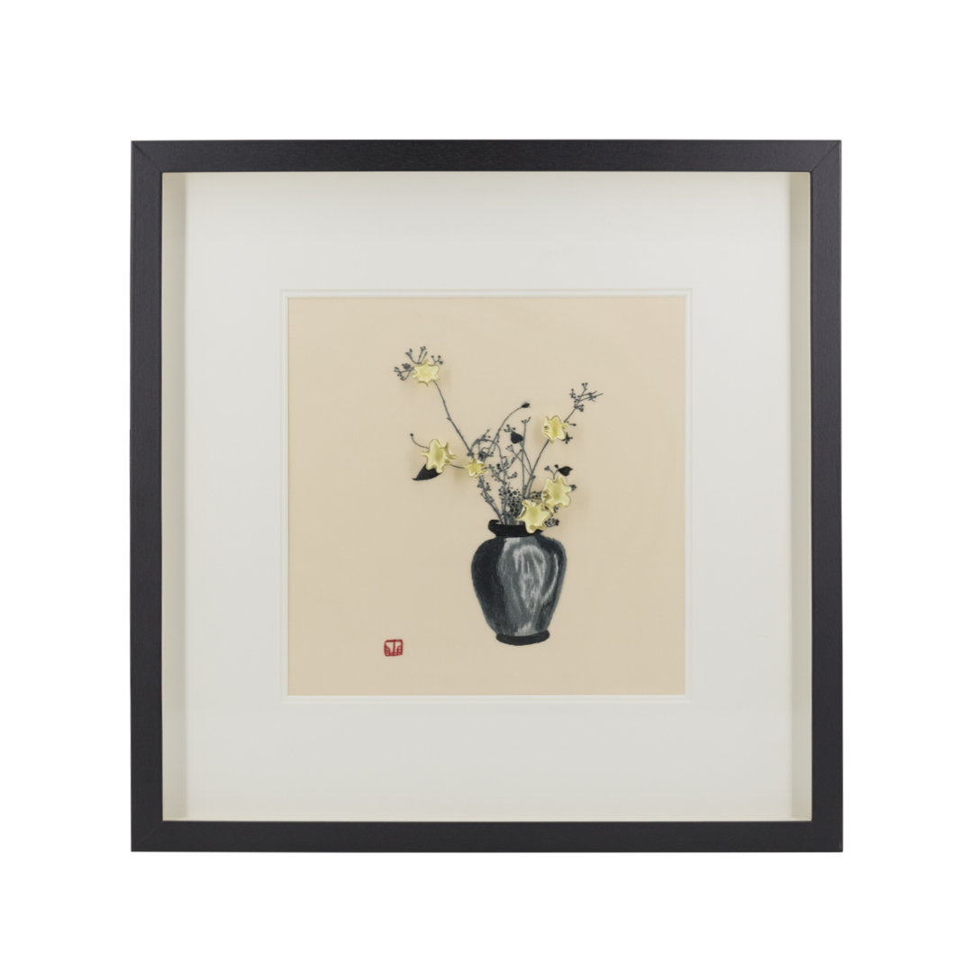 Diana Gestickte Blumen Bild Wandvase