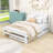 Full Size Wooden Platform Bed with Adjustable Twin Trundle and Headboard-483112013