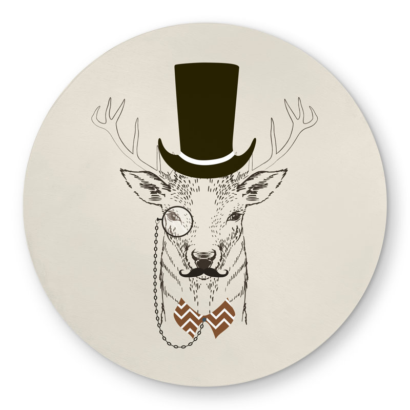 Aristocrat Roe Deer Beige Rustic Round Outdoor Area Rug