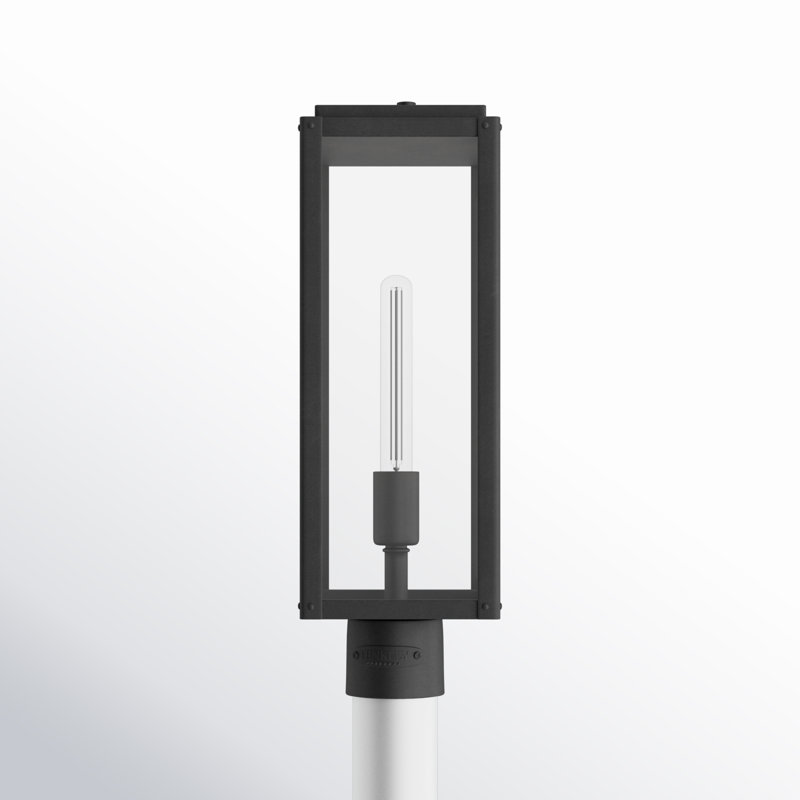 Caliana Modern 18.5" Outdoor Post Light with Large Clear Glass Panels, 18.5" H x 6" W x 6" D, Black