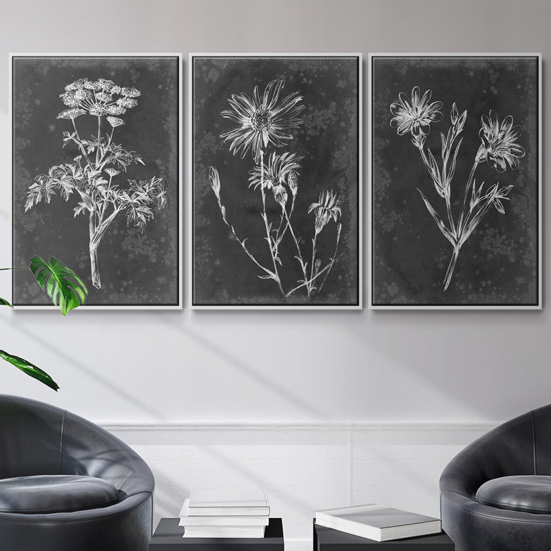 Ardoise florale II, 3 pièces, Blanc, H 40 po x l 78 po
