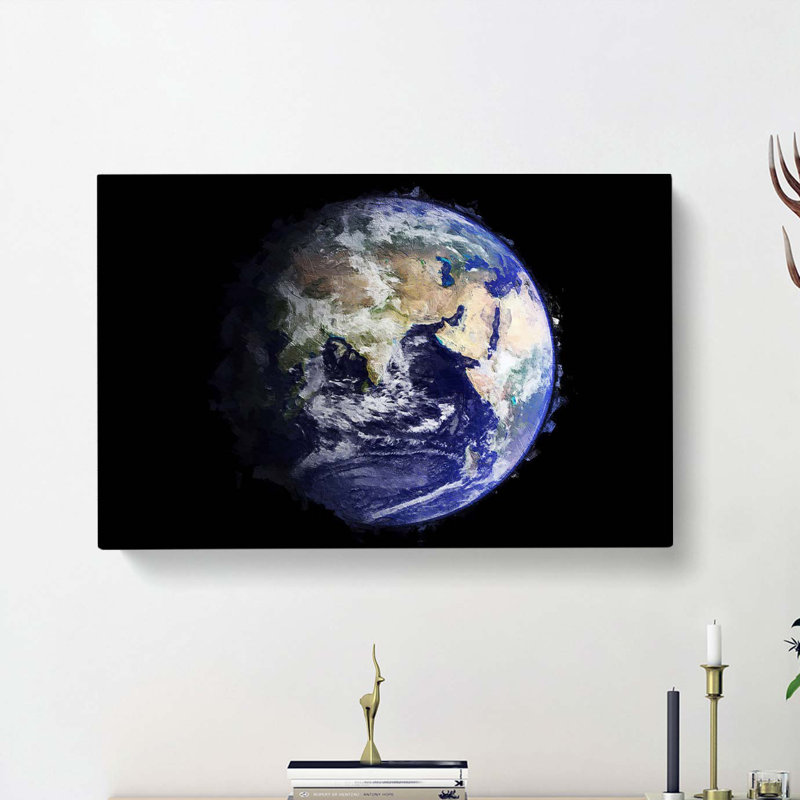 Planet Earth In Space - Wrapped Canvas, 40cm H x 60cm W x 3cm D