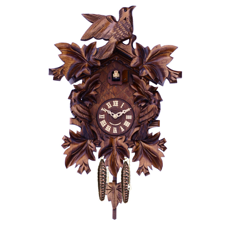  Horloge coucou à quartz avec feuilles d'érable sculptées à la main