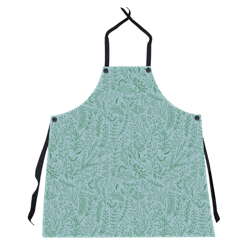 Tablier à motif floral ditsy, Bleu et vert