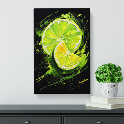 Lime Fruit Gestural No.2 - Wrapped Canvas
