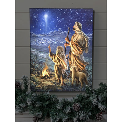 «Shepherds Keeping Watch» 18 x 24 entièrement imprimée à couleurs DEL