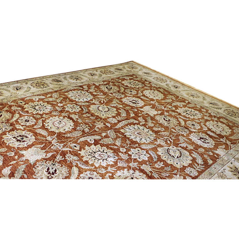 Tapis rouille et ivoire noué à la main de haute qualité