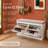 Up to 12 Pair Steel Shoe Storage Cabinet with 2 Flip-Down Drawers and Cushioned Seat