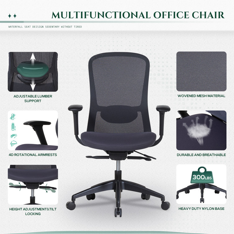 Nylon Mesh Swivel Office Chair Computer Chair Desk Chair with 4D