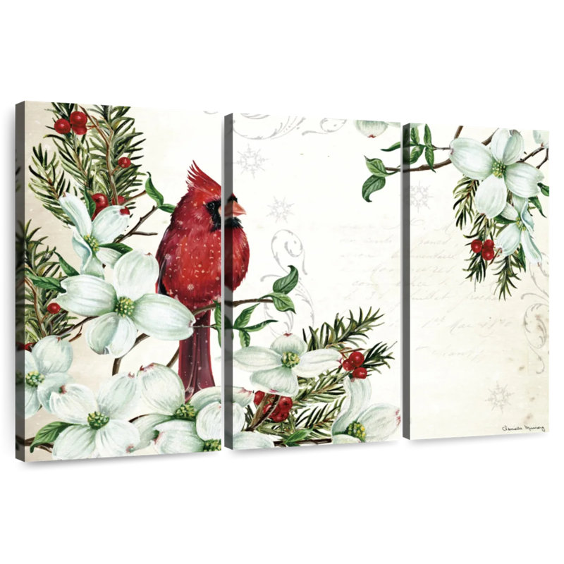 Cardinals d'hiver et cornouiller, H 20 po x l 33 po