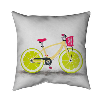 Lime Wheel Bike - Pink Illustrative – Throw Pillow Cover Only, Double-Sided Print, Insert Not Included