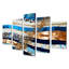 «Blue Sparkling Gold Current - Waves», art mural 5 pièces-1558155269