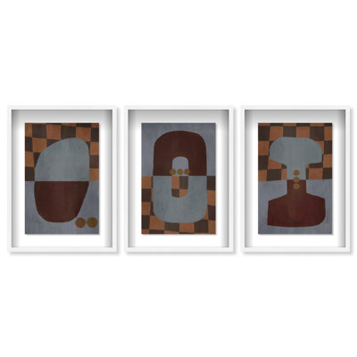 Checkered Dominos Set Shadowbox Abstract Print by Oliver Gal, Black Frame, 10 x 15