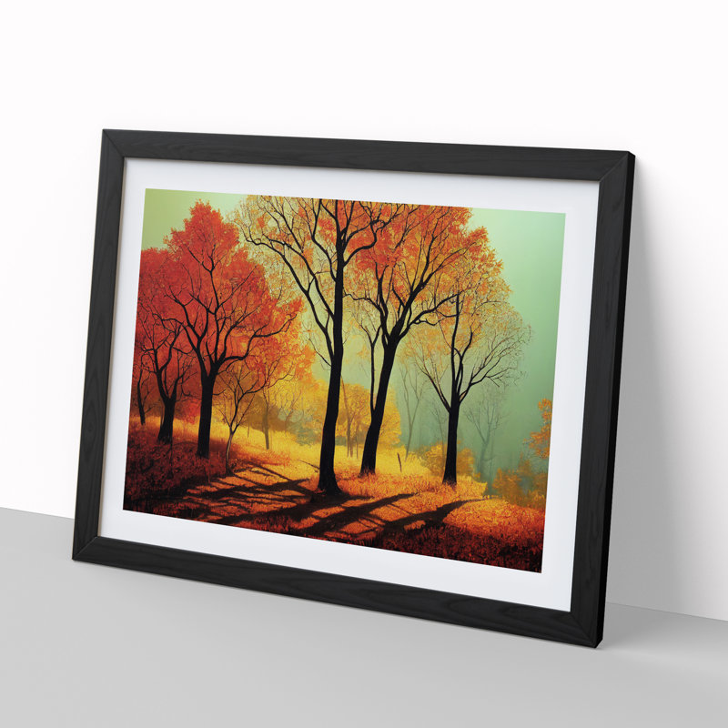 XH1022-9705X Vivid Autumn Forest - Single Picture Frame Print, Black, 46cm H x 64cm W