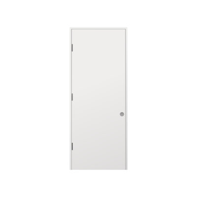 18 in. x 96 in.Right-Handed Solid Core White Primed Composite Single Prehung Interior Door Flush Panel Satin Nickel