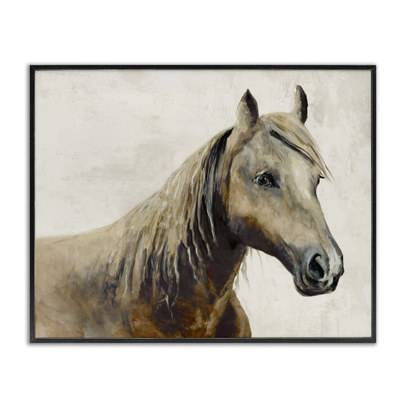 Sea Biscuit Horse Portrait Framed Giclee, design by Jacob Q, Midnight Black Framed Giclee, 16" H x 20" W