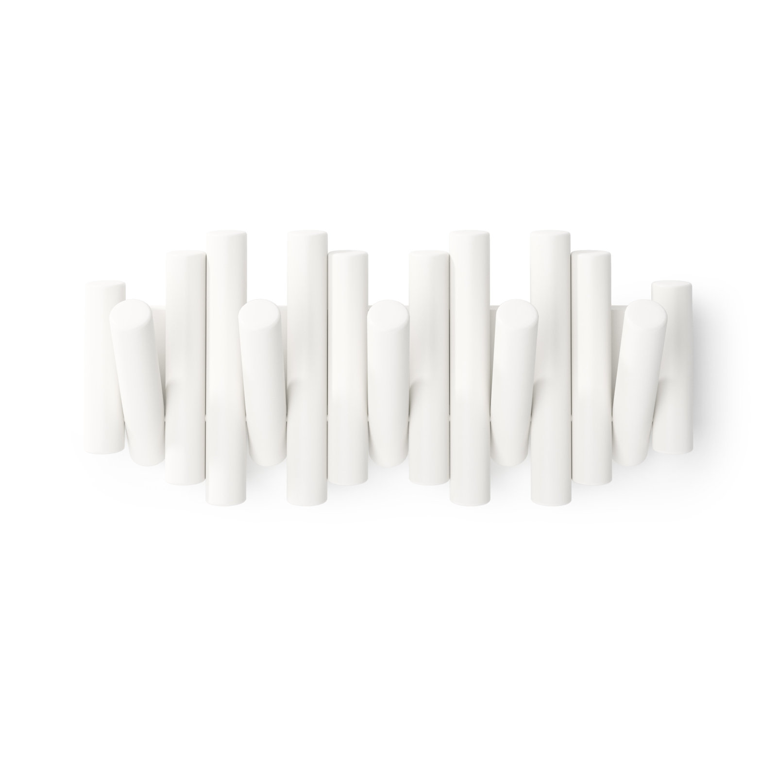 5-Hook Solid Wood Coat Rack, White