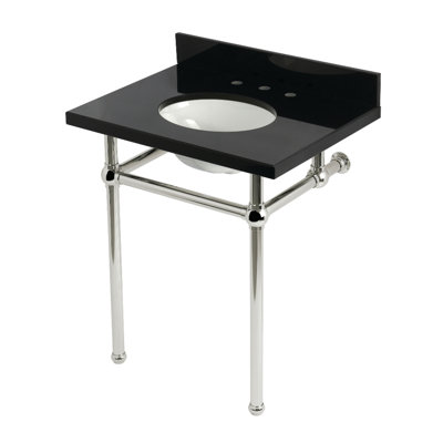 Lavabo console en laiton noir Templeton 30 pouces avec pieds en laiton Kingston (8 pouces, 3 trous) Kingston