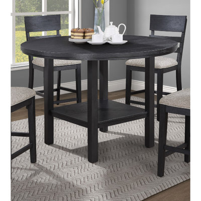 Table de salle à manger à hauteur de comptoir de style contemporain avec paresseux, meubles en bois massif gris anthracite rond / gris foncé, fabrication