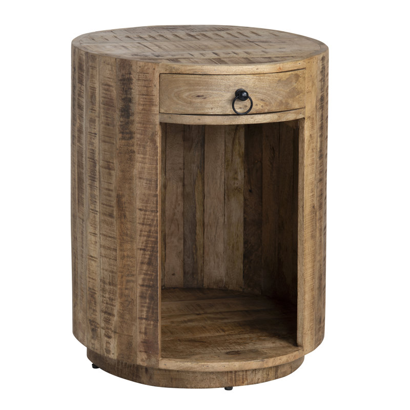 Solid Mango Brown Round Accent_End Table